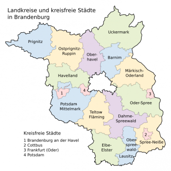 Landkreise und kreisfreie Städte im Land Brandenburg